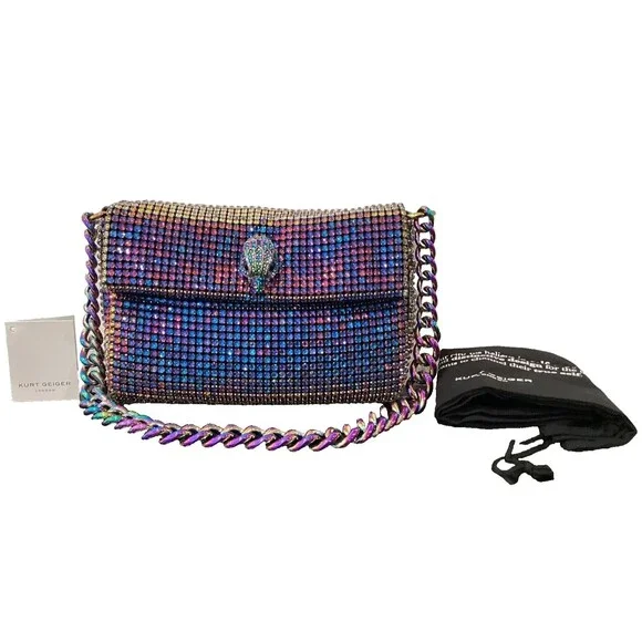 Kurt Geiger Party Shoulder Bag Multicolor Purple Micro Kensington NWT - Picture 2 of 7